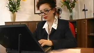 Beatrice busty secretary office sex sex with hot woman in satin dress video